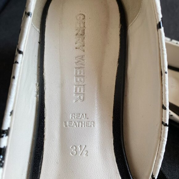 NEW GERRY WEBER WOMEN LEATHER SHOES FLAT WHITE/BLACK ABSTRACT PATTERN SZ 3.5UK - Picture 6 of 11